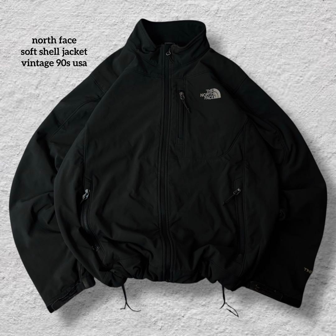 ノースフェイスソフトシェルジャケット90sブラックvintage古着USA規格
