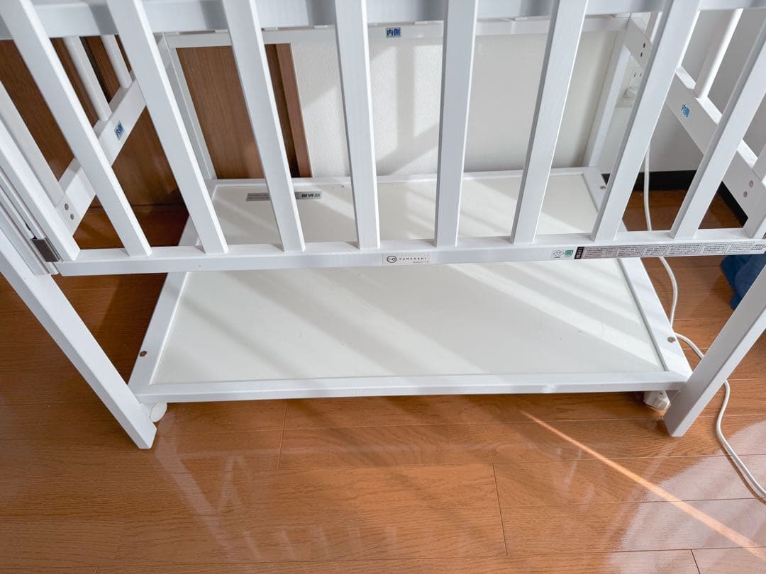 ヤマサキ　ホワイト　ベビーベッド　コンパクト　ミニ　2オープン　yamasaki