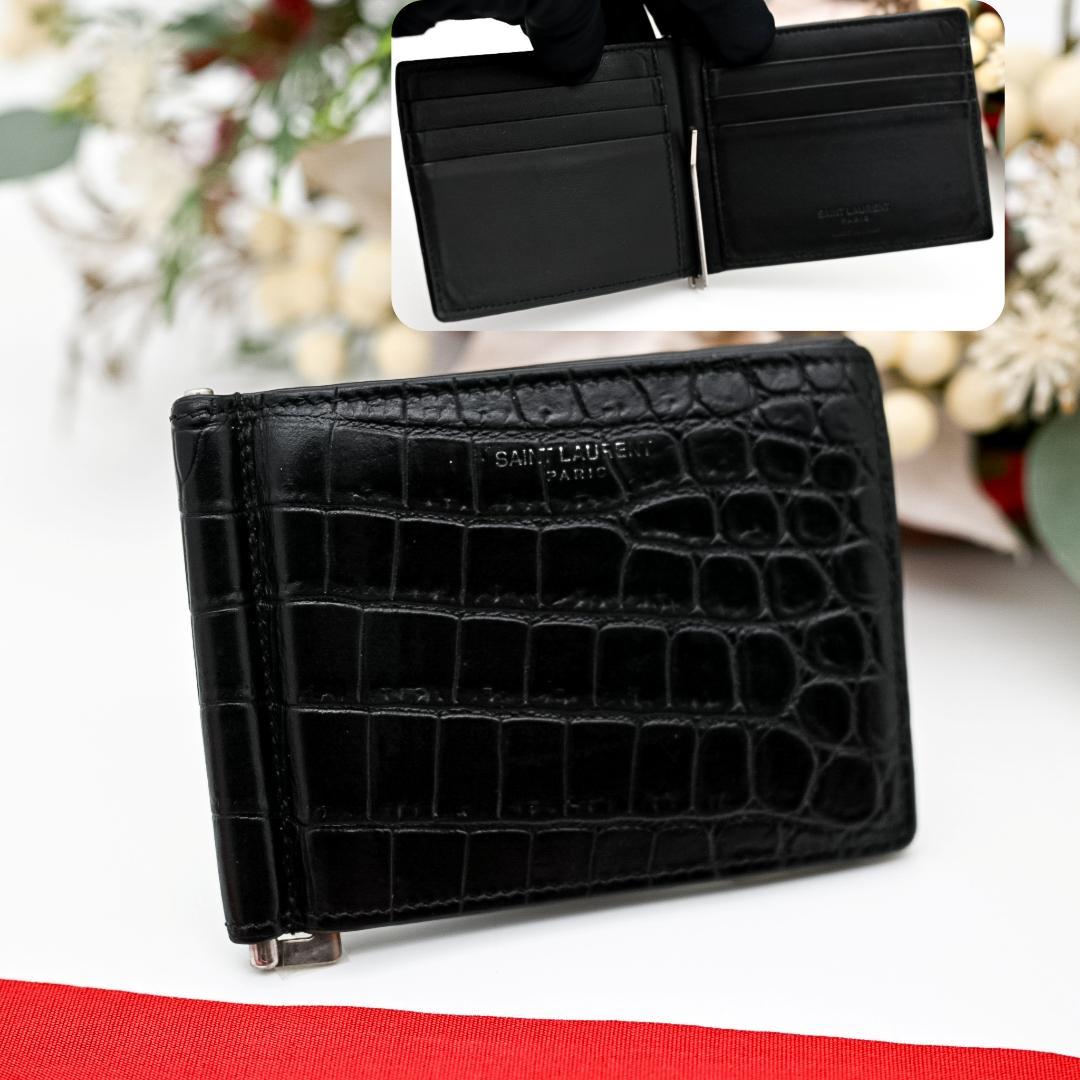 サンローラン マネークリップ YSL カサンドラ クロコ 型押し