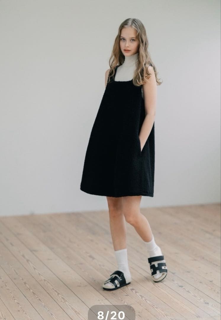 pois ポワ　スクエアプードルワンピース　S