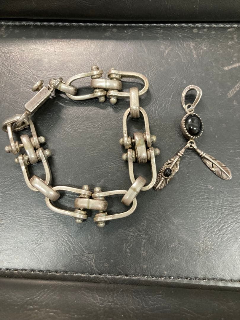 【メキシカンジュエリー】シルバー925チェーンブレスレット　フェザートップ