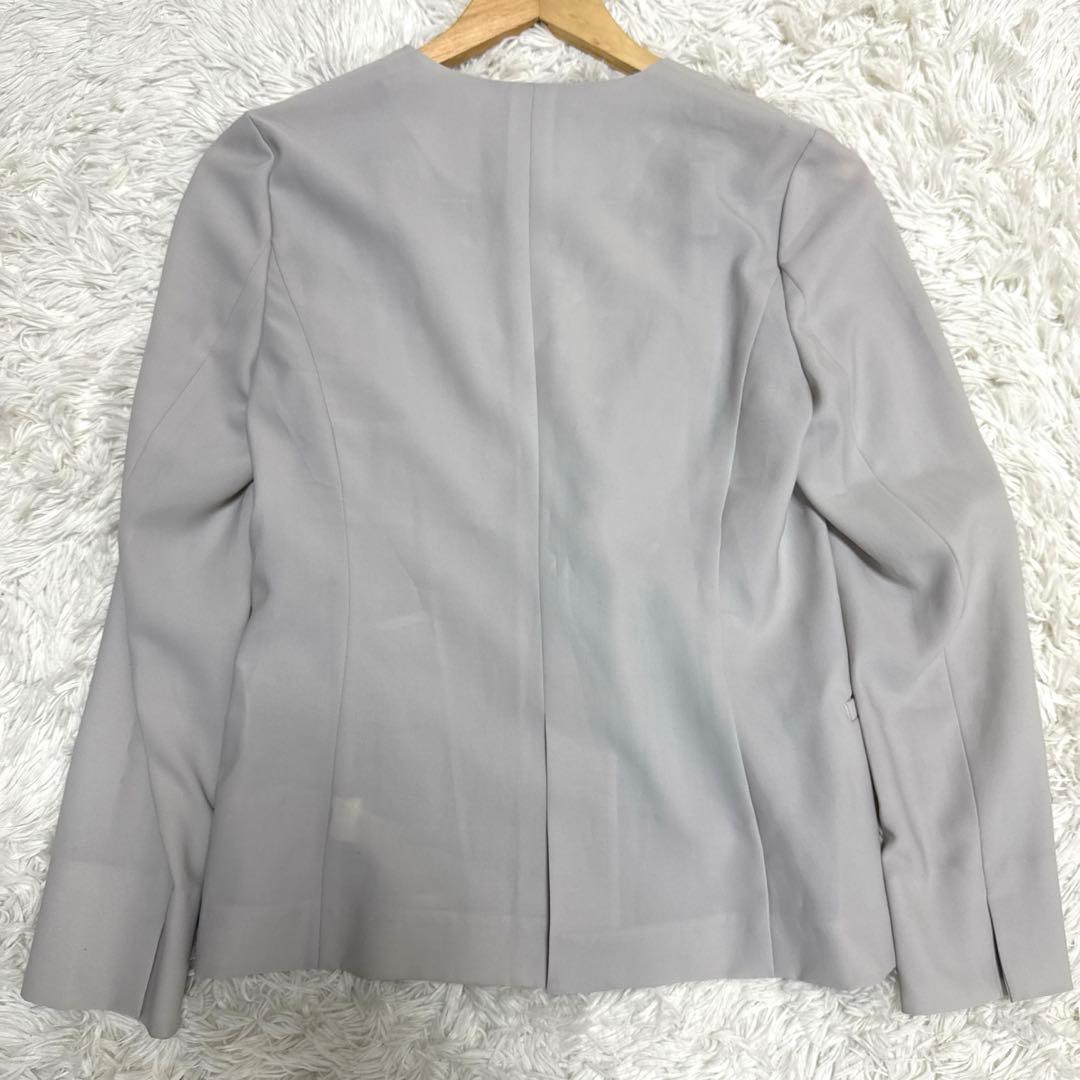 グリーンレーベルリラクシング　セットアップ　スーツ　ノーカラー　グレー　ダブル