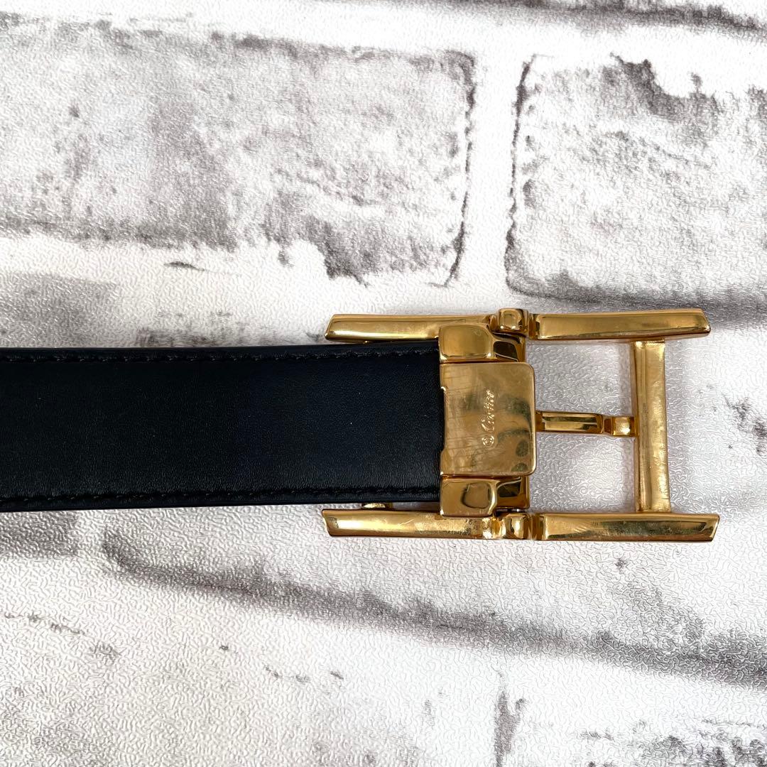 極美品✨カルティエ　ベルト　タンクドゥ　アルディロン　ゴールド金具　黒