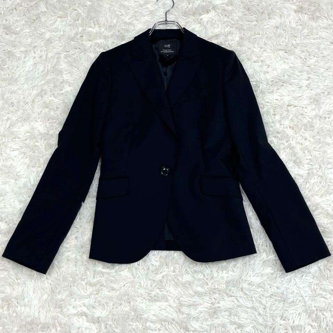 『美品』23区 セットアップパンツスーツ ブラック38 イタリア製生地ストレッチ