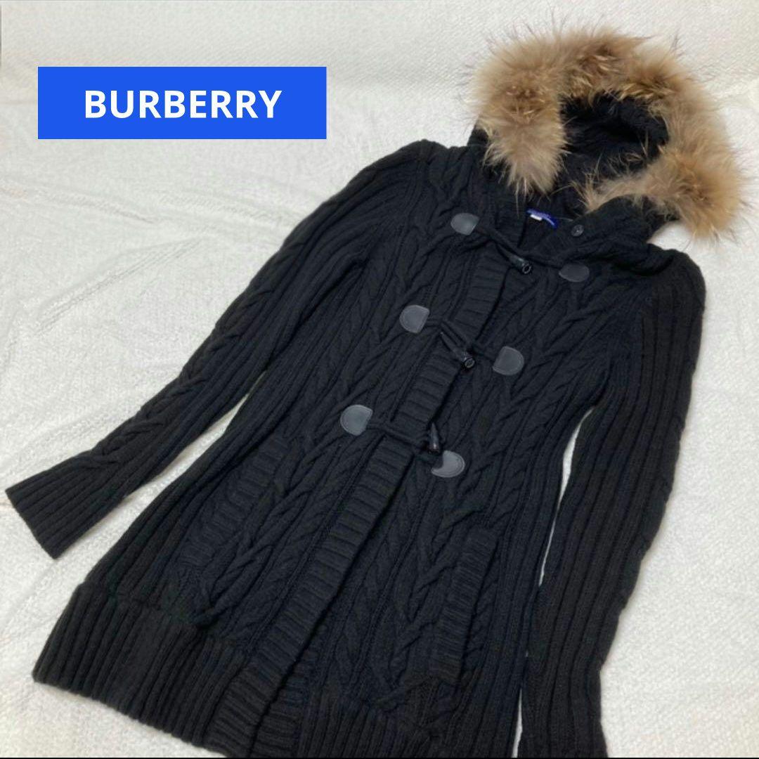 BURBERRY　ブルーレーベル　ダッフルコート　たぬきファー　黒　38サイズ