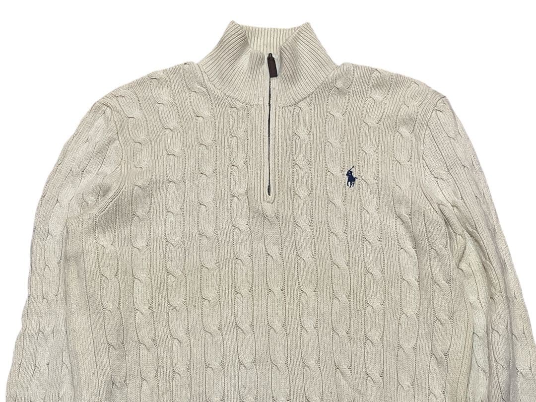 POLO RALPH LAUREN ハーフジップ ケーブルニット シルク100%