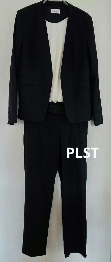 PLST プラステ ノーカラージャケット パンツスーツ セットアップ　3点セット