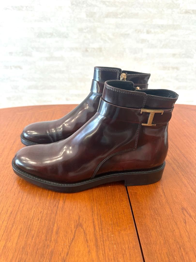 【美品】トッズ　タイムレス サイドジップブーツ　ボルドー 36.5 23.5cm