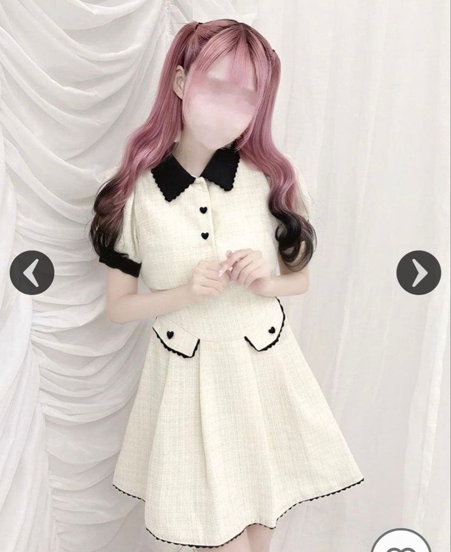 HONEY MEW ハニーミュウ バックリボンツイードワンピ　ホワイト