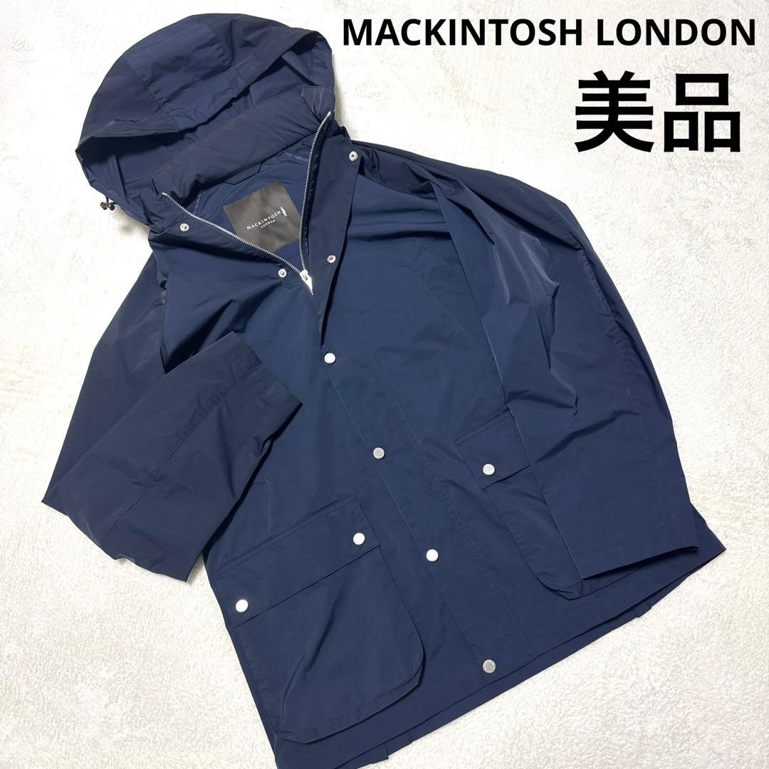 美品 マッキントッシュロンドン マウンテンパーカー 42 ネイビー 撥水 ジップ