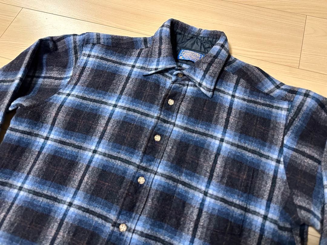 【最終価格】60s Pendletonオンブレチェック シャツ L ブルー