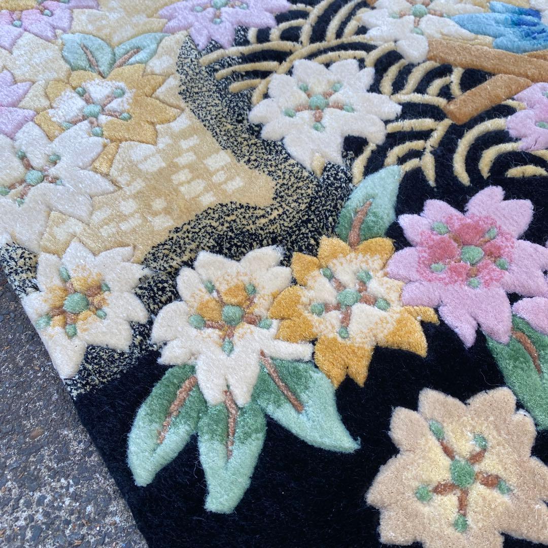 【未使用】中国段通 シルク100％ タグ付き 手織り絨毯 カーペット120段