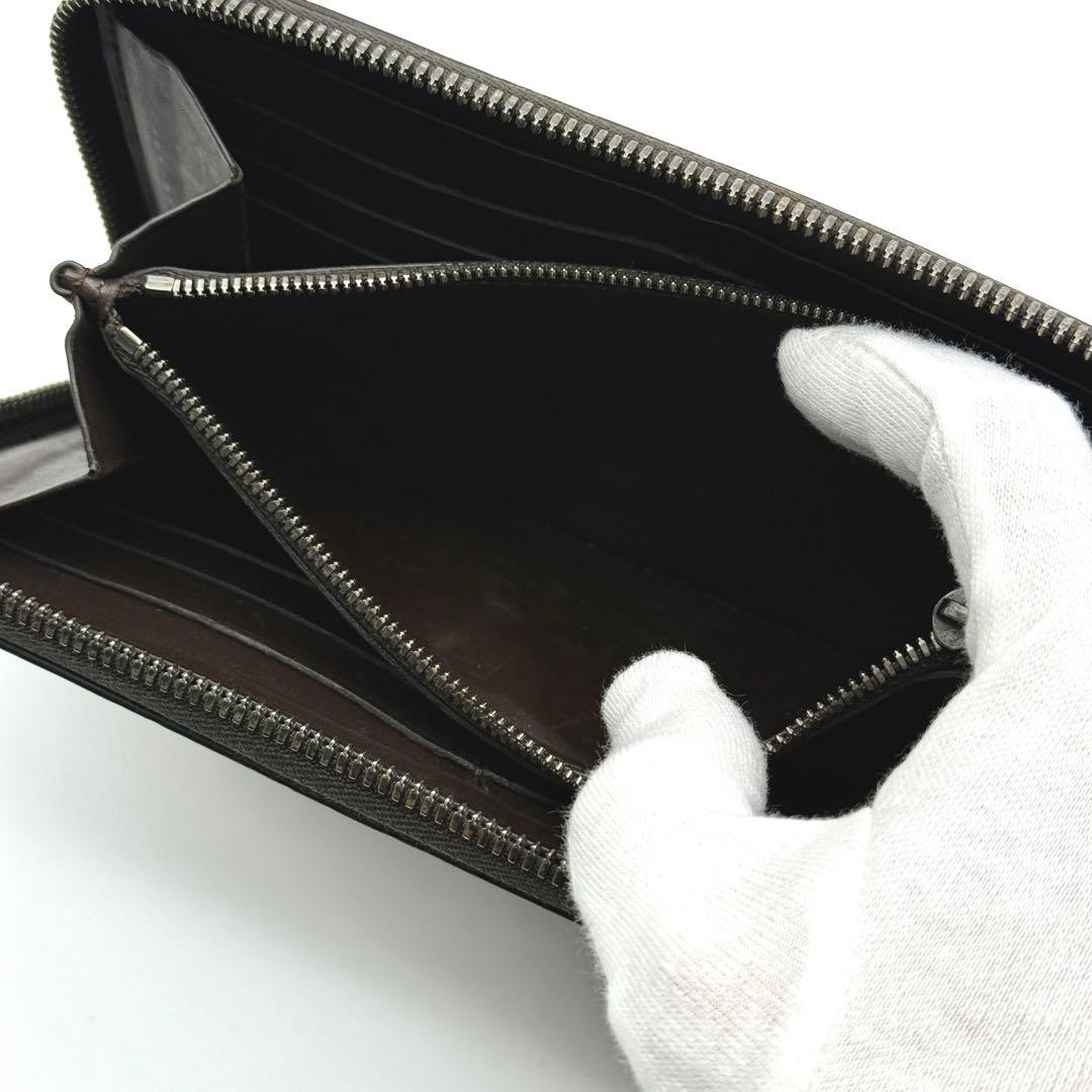 美品 Berluti カリグラフィー 長財布 ブラウン スタンプ ラウンドジップ