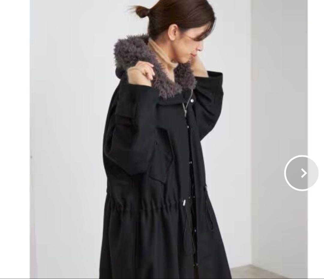 IENAイエナ ウーステッドフランネルモッズコート　モッズコート　ブラック