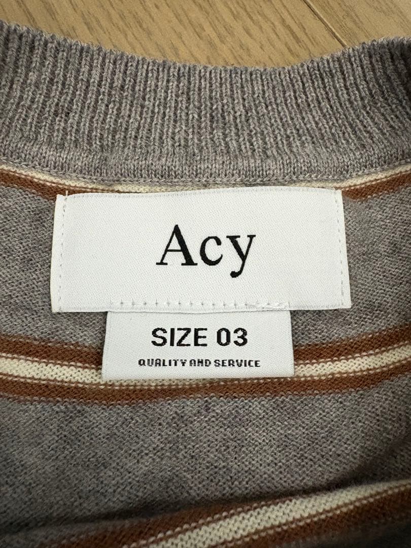 美品 ACY BORDER KNIT GRAY MIN NANO