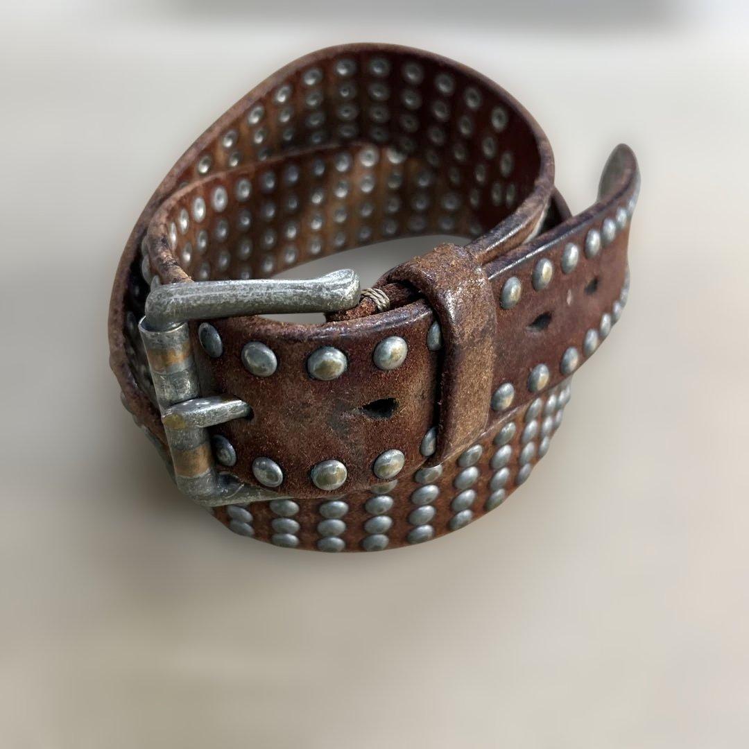 vintage works スタッズ レザーベルト 4連