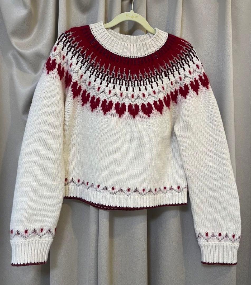 トップス herlipto Heart Fair Isle Knit Pullover