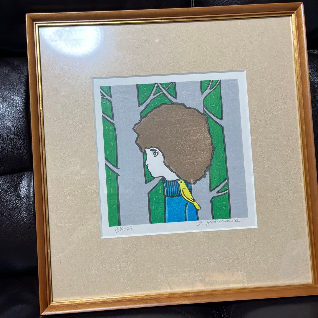 最終値下げ　やなせたかし 小鳥 直筆サイン入り　リトグラフ　版画