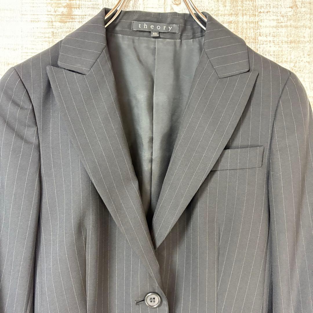 theory セオリー スーツ 薄手 ウール100 黒 ストライプ X0