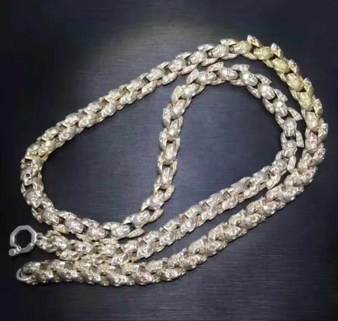 【在庫限り】メンズレトロ銀 S925ネックレス シルバースカル