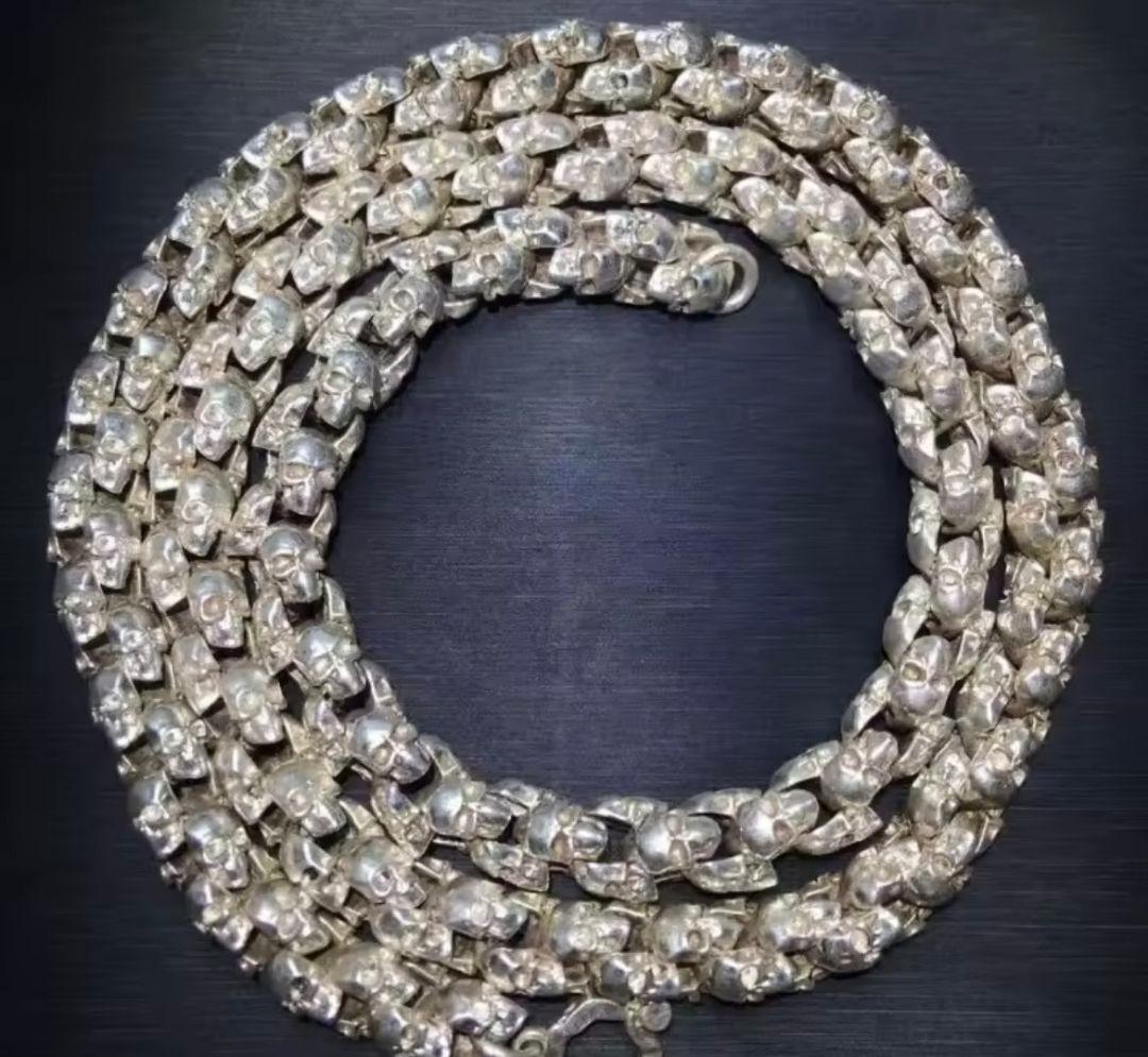 【在庫限り】メンズレトロ銀 S925ネックレス シルバースカル