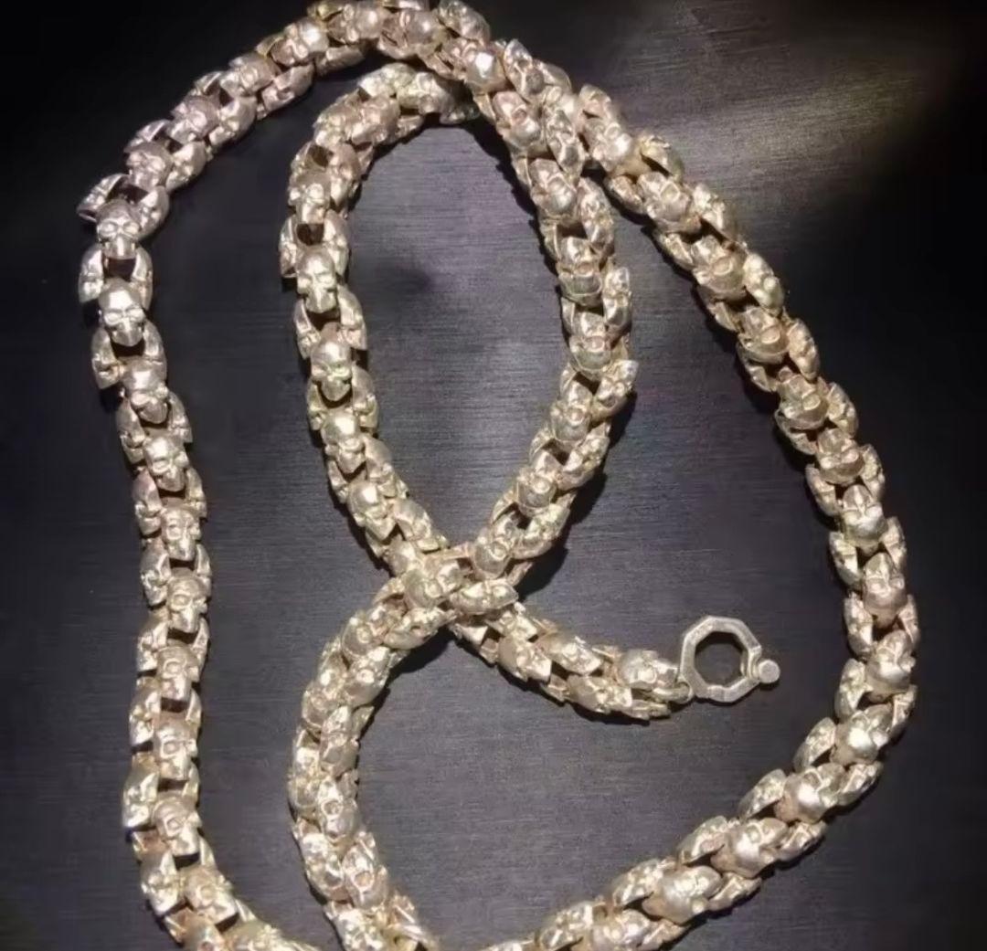 【在庫限り】メンズレトロ銀 S925ネックレス シルバースカル