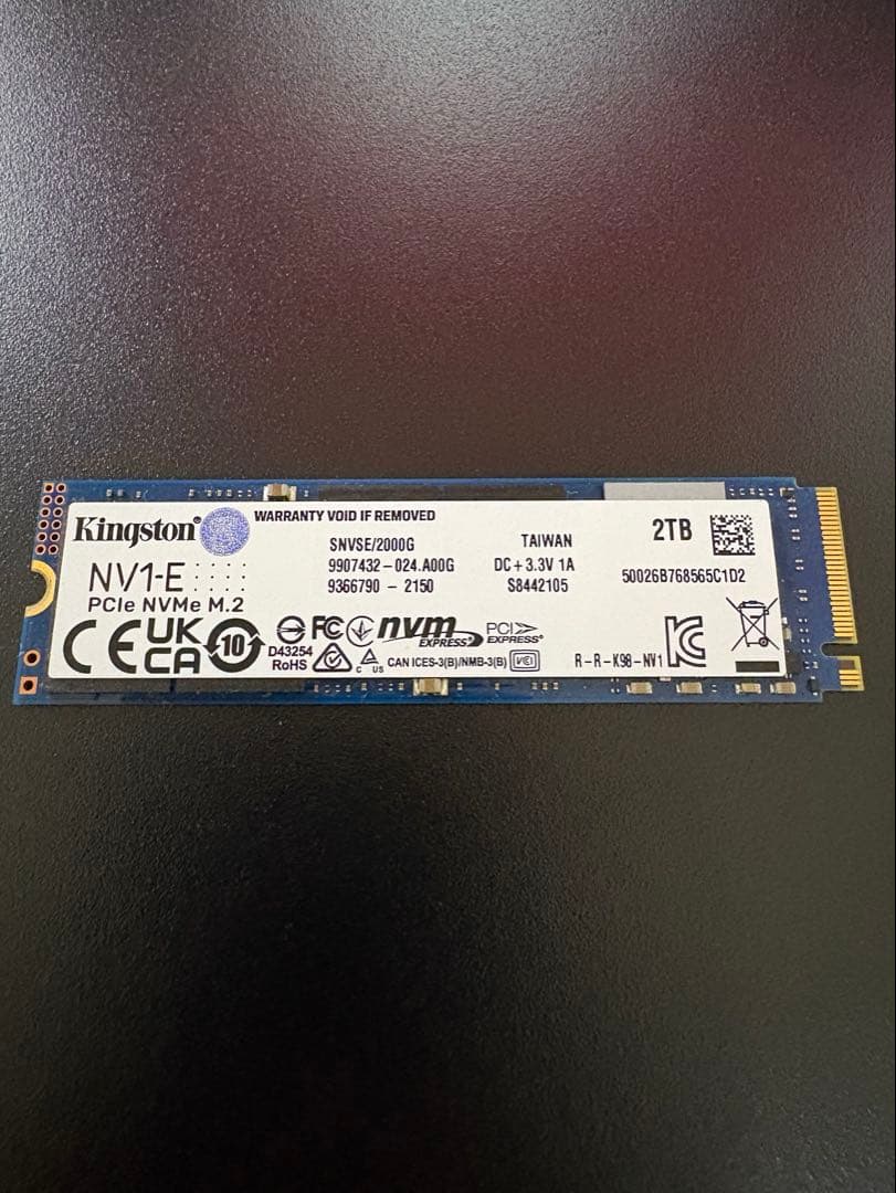 内蔵型SSD Kingston NV1-E PCIe NVMe M.2 2TB