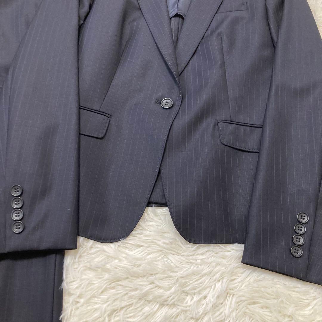 23区　スーツ　テーラードジャケット　パンツ　大きいサイズ　ネイビー　ストライプ