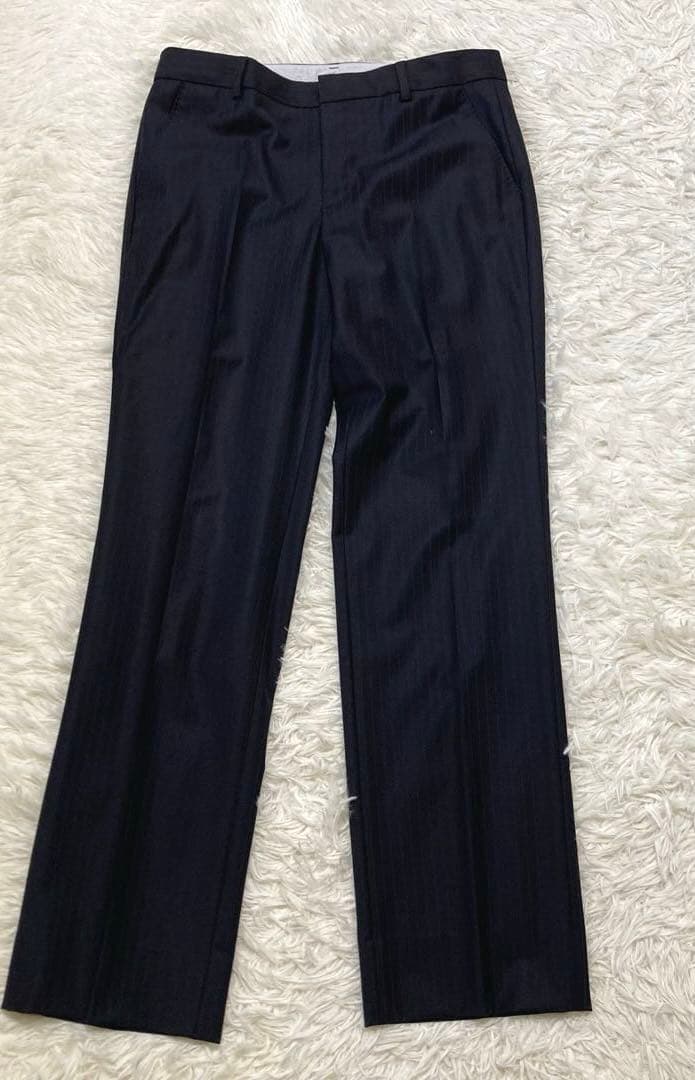 23区　スーツ　テーラードジャケット　パンツ　大きいサイズ　ネイビー　ストライプ
