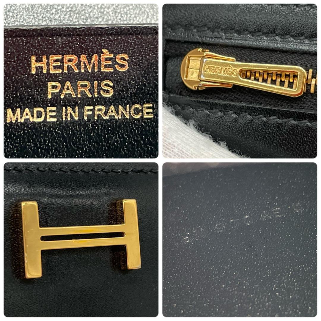 【新品同様】エルメス 二つ折り長財布 ベアンスフレ ボックスカーフ ブラック