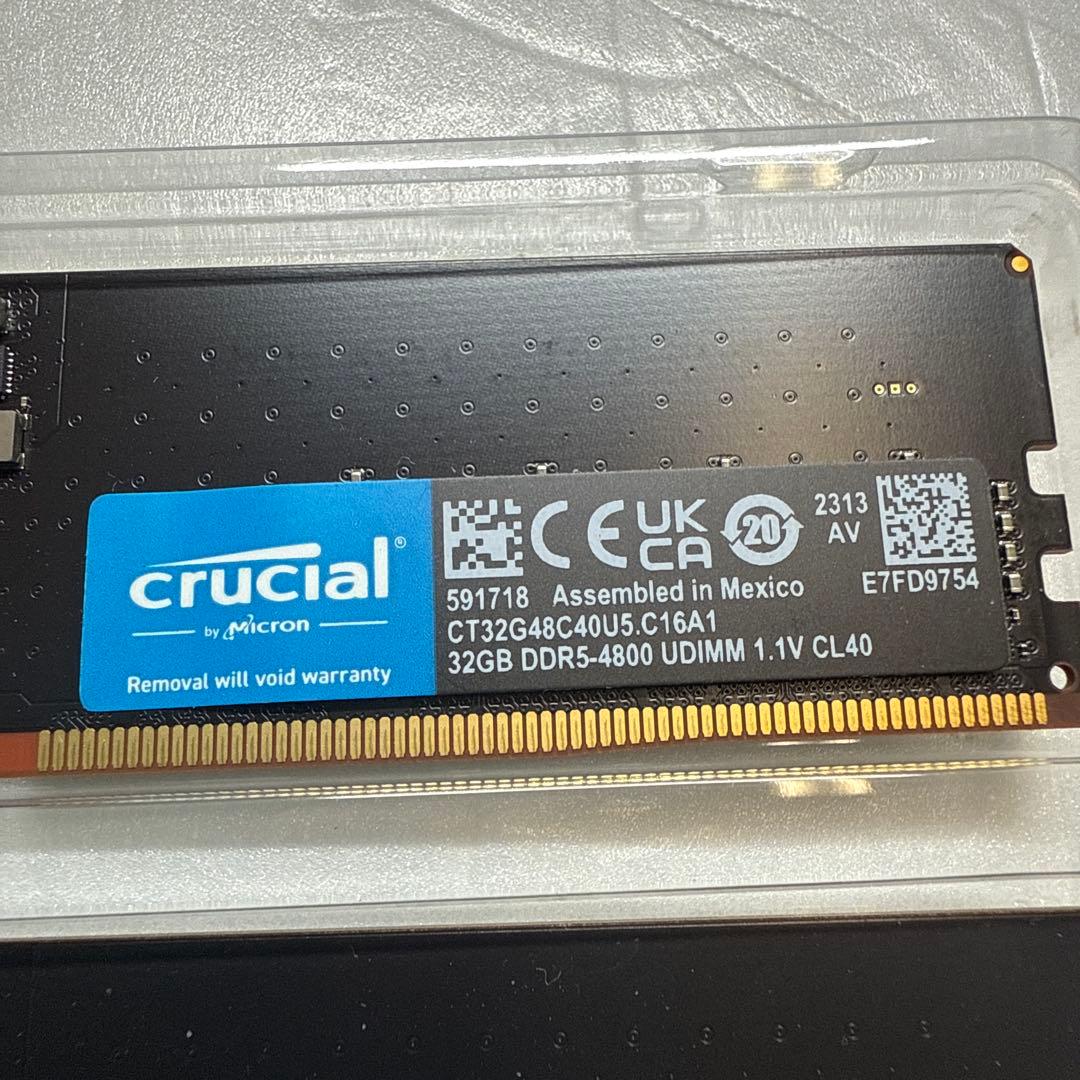 Crucial 32GB ×2枚 64GB DDR5 4800MHz メモリー