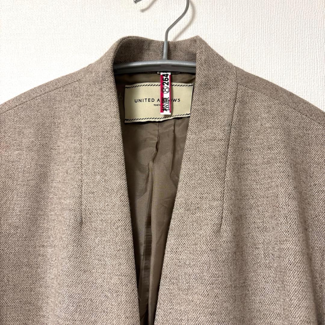 美品　☆ユナイテッドアローズ　ノーカラーセットアップ　パンツスーツ　ストレッチ