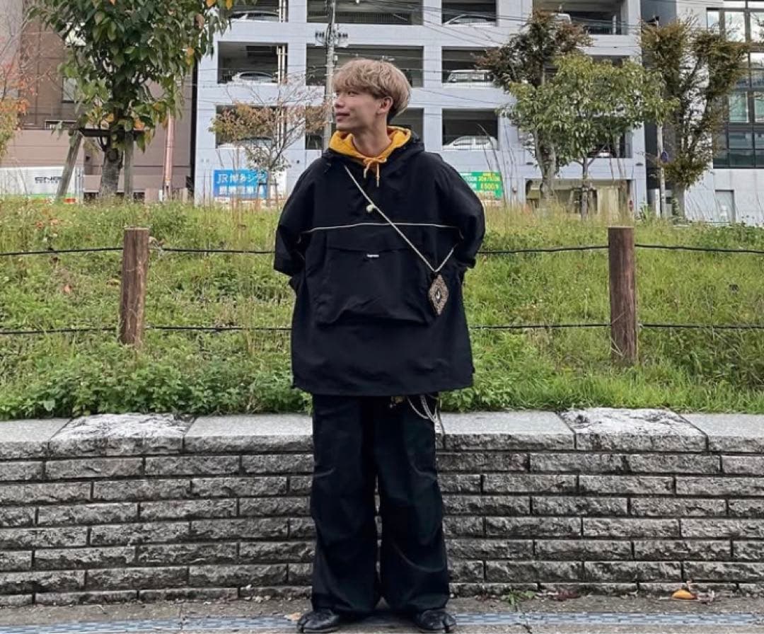 Supreme フード付きナイロンジャケット Lサイズ ブラック　生駒さん着用