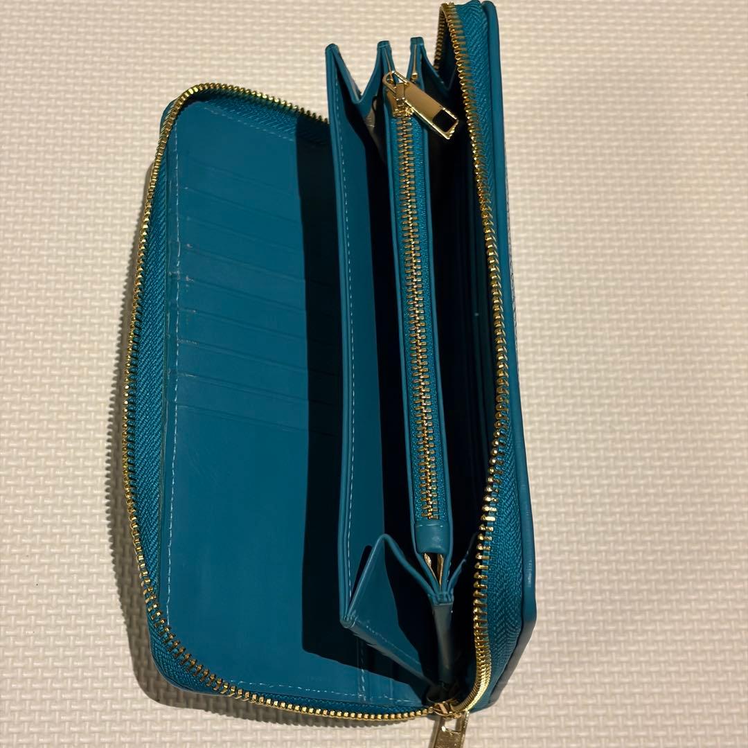 スティングレイ 長財布 ラウンドファスナー エイ革 金ファスナー ターコイズ