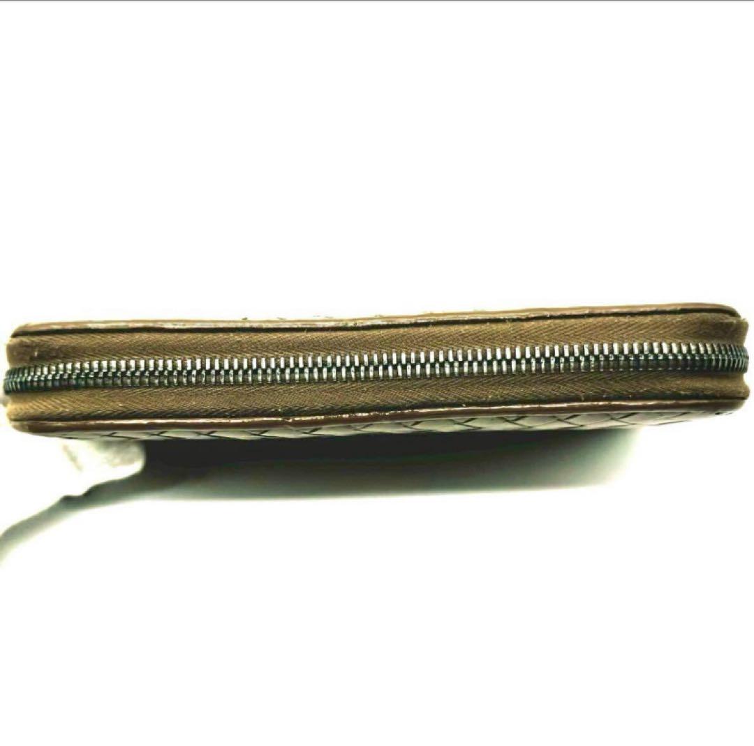 ボッテガヴェネタ 長財布 イントレチャート ラウンドファスナー ブラウン レザー