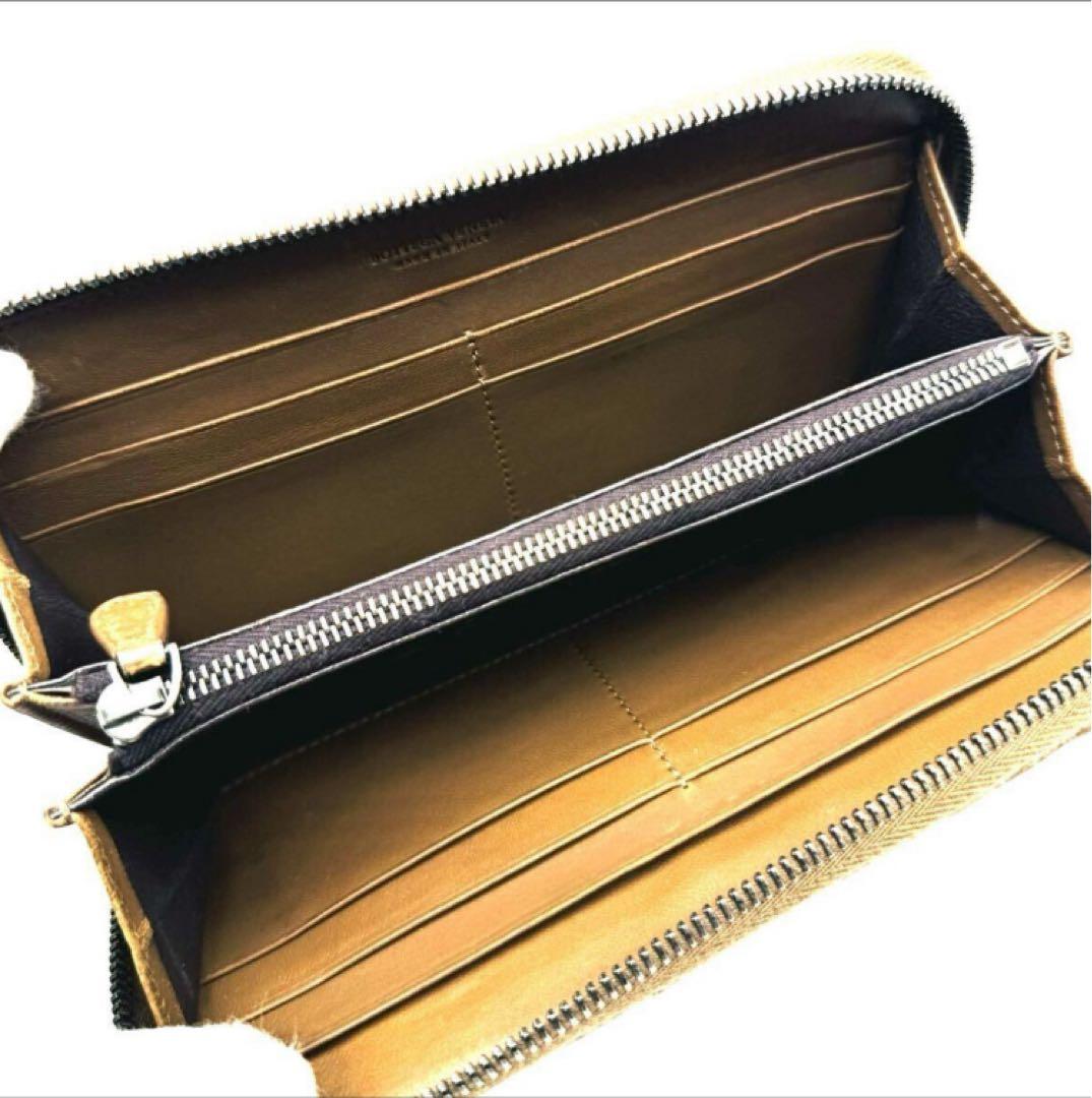 ボッテガヴェネタ 長財布 イントレチャート ラウンドファスナー ブラウン レザー