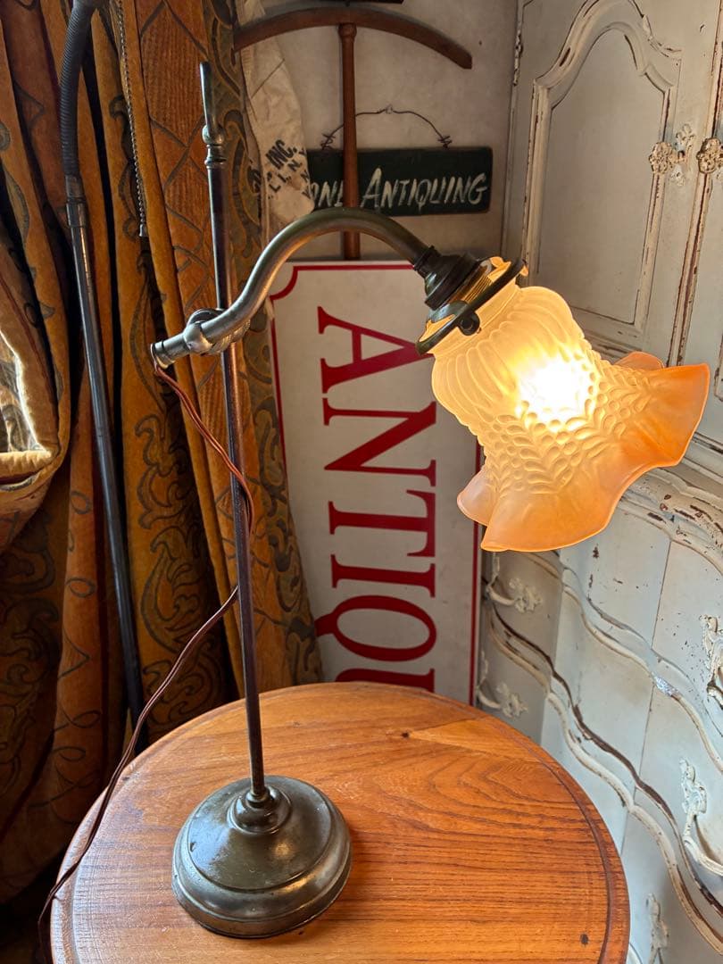 フランス　アンティーク　デスク　ランプ D ベッドサイド　卓上　真鍮　ランプ