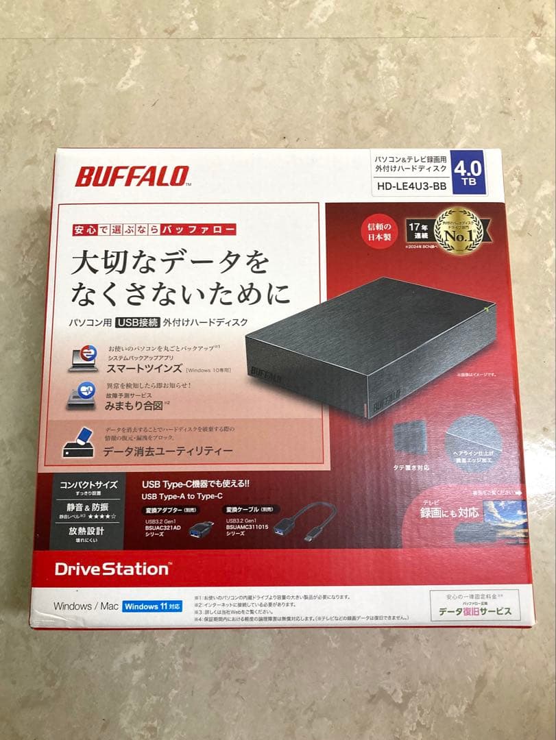 ロ*ー様 ⭐︎新品最安値⭐︎BUFFALO HD-LE4U3-BB 4TB外付け