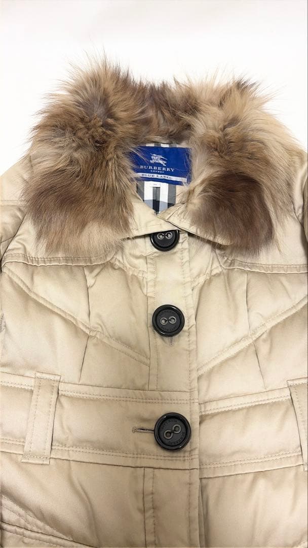高級感✨バーバリーブルーレーベル ロングダウンコート ベルト メガチェック 38