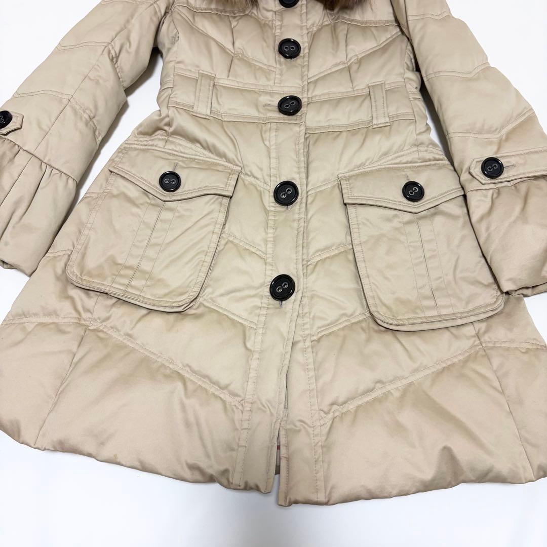 高級感✨バーバリーブルーレーベル ロングダウンコート ベルト メガチェック 38