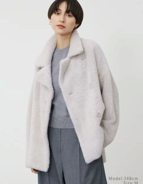 【美品】PLST フェザーヤーンニットコート　03　グレー　S