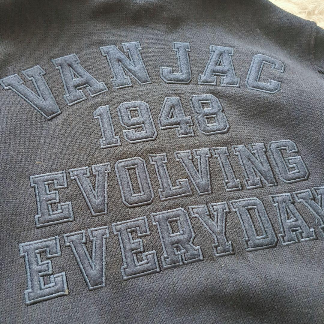 希少 VAN jac トラックジャケット ニット 背面アーチロゴ フルデコ L