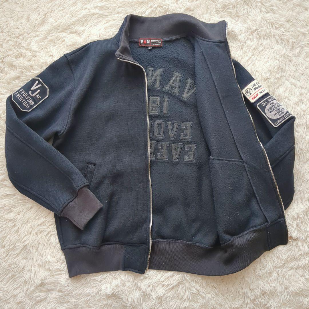 希少 VAN jac トラックジャケット ニット 背面アーチロゴ フルデコ L