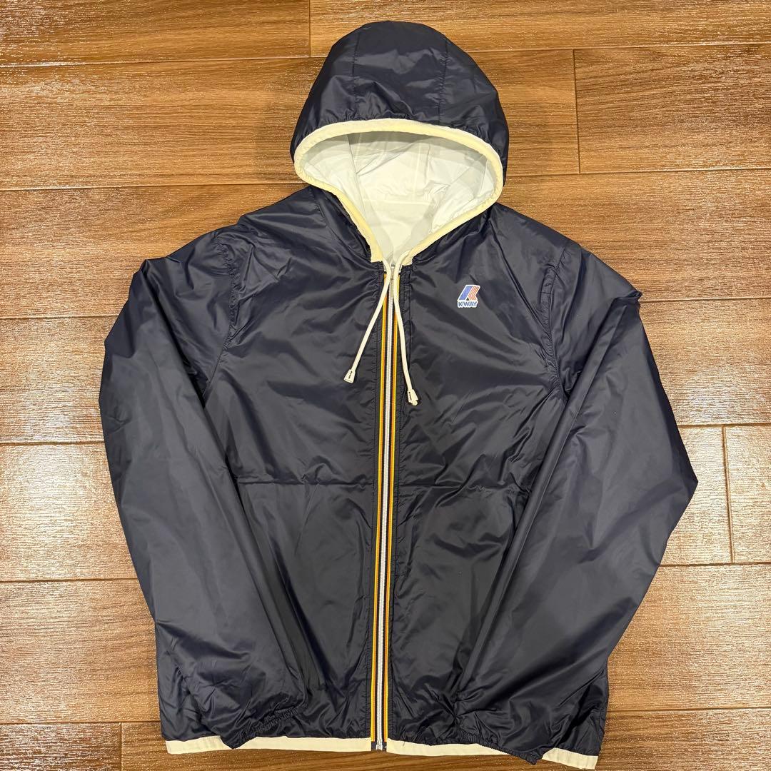 K-WAY リバーシブル　ホワイト　ネイビー　ナイロンジャケット　上杉柊平着用