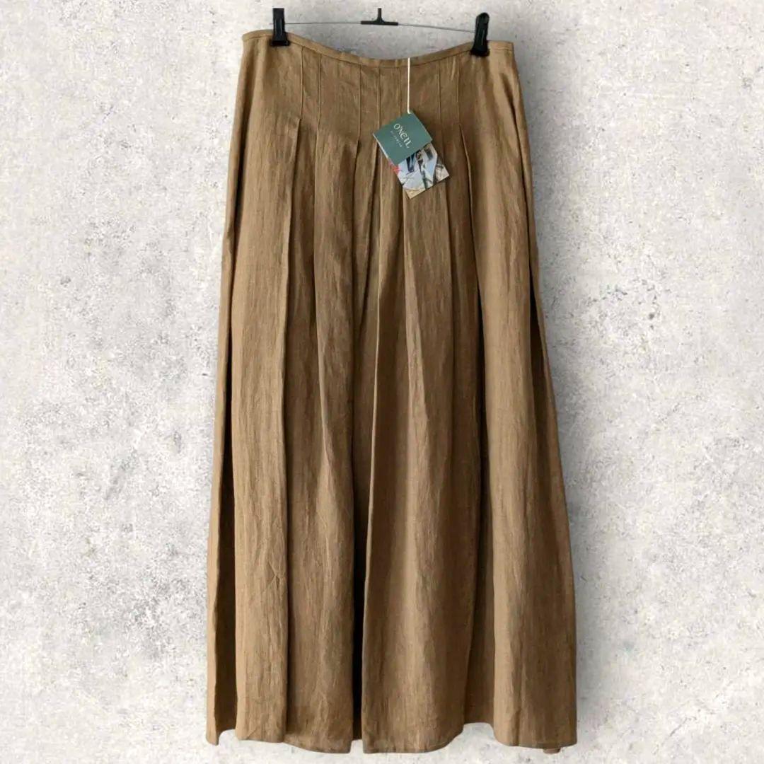 【新品】 オニールオブダブリン リネン フレア タック ロングスカート 14