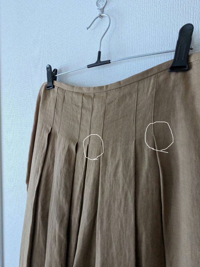 【新品】 オニールオブダブリン リネン フレア タック ロングスカート 14