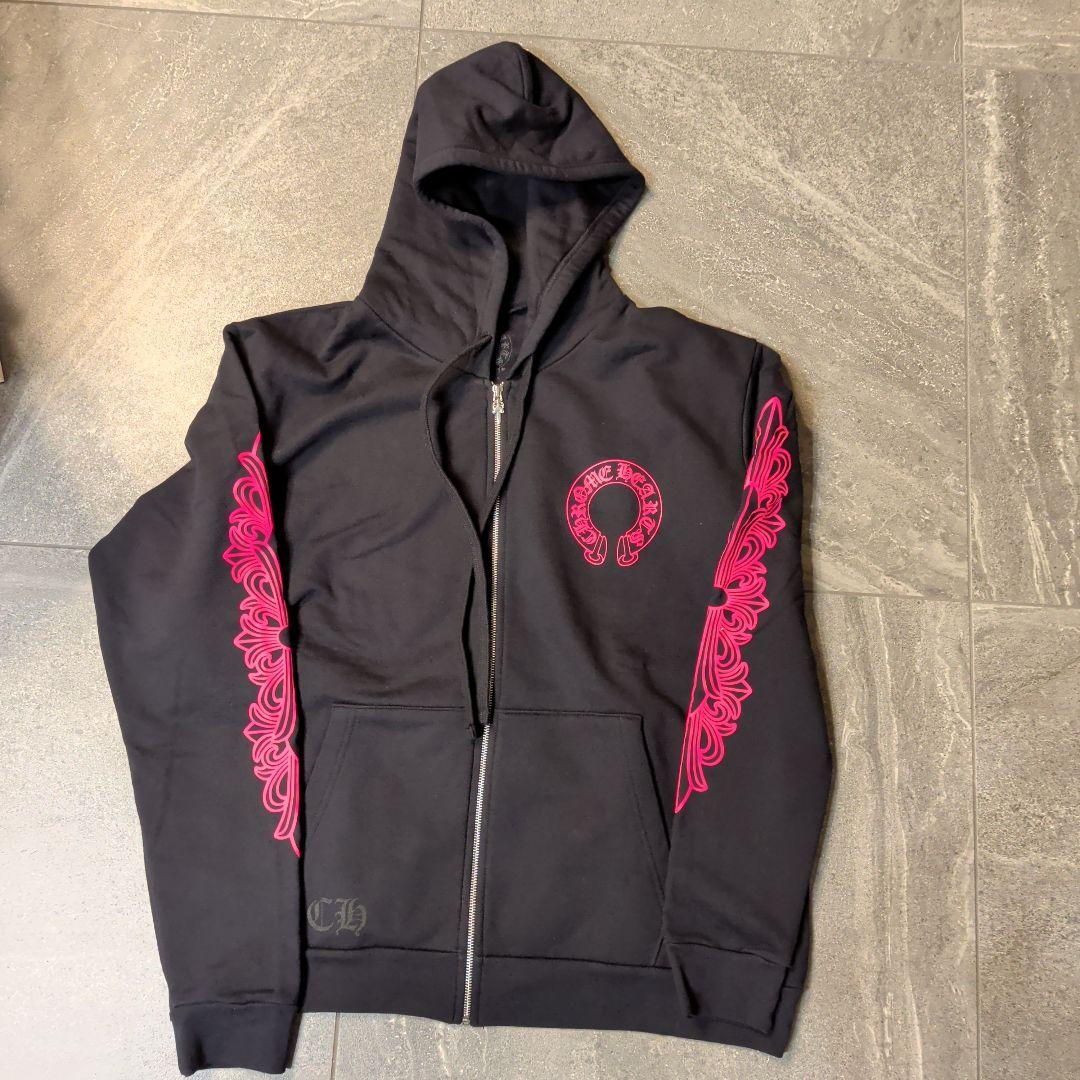 正規品 クロムハーツ ホースシュー フローラル ジップアップ パーカー ピンク