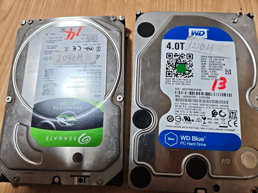 ひ*ん様 内蔵型HDD 4T　2台セット　使用時間　少なめ