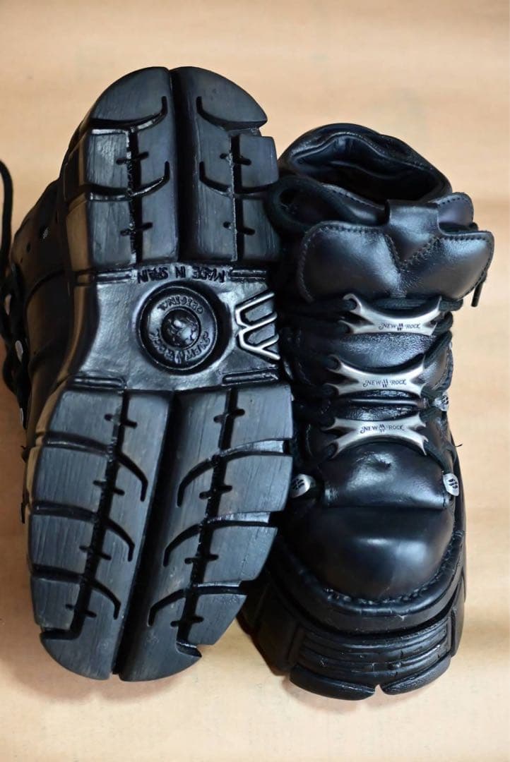 ブラックレザー厚底シューズ　new rock