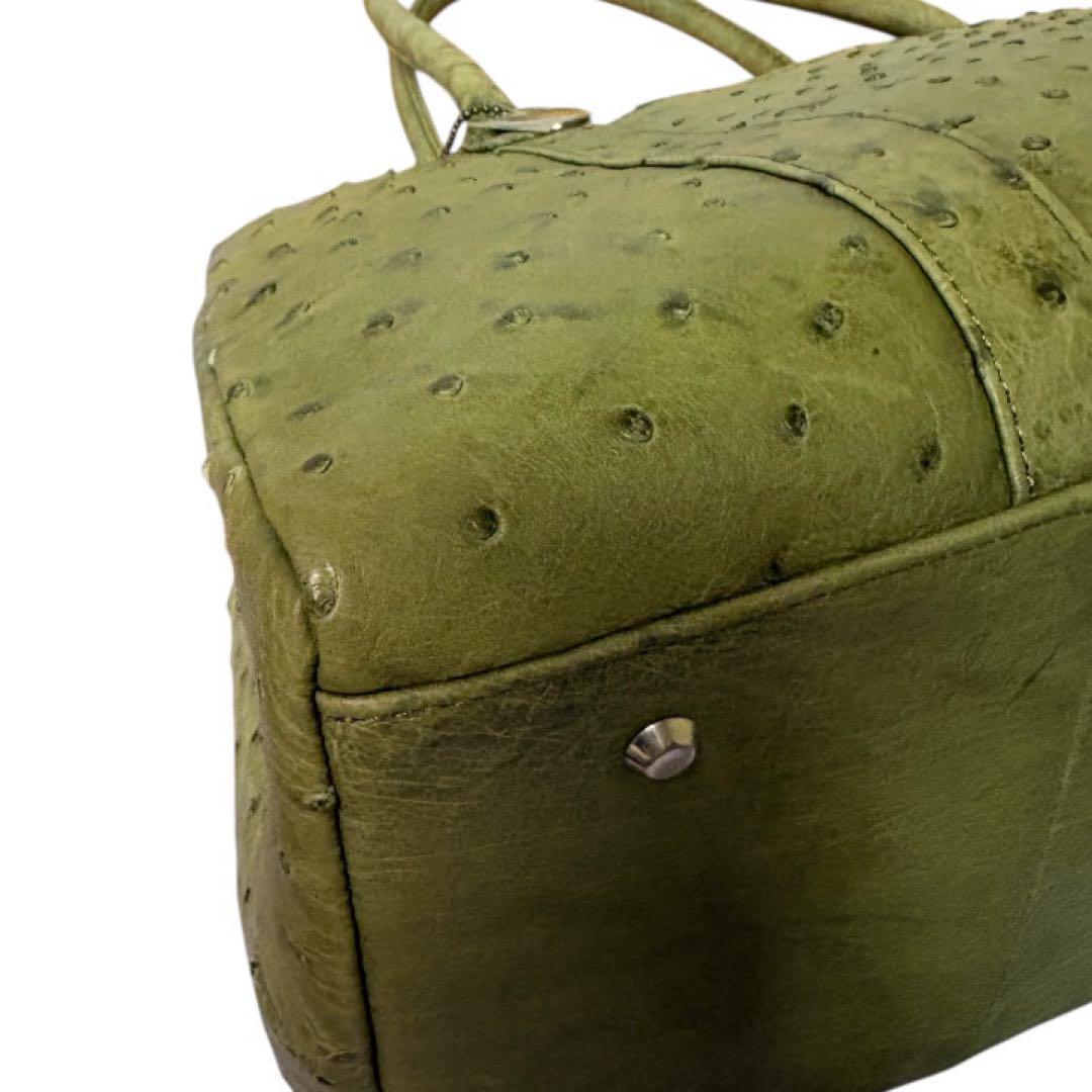 【希少カラー】JRA認定 オーストリッチ ハンドバッグ 本革 グリーン 正規品